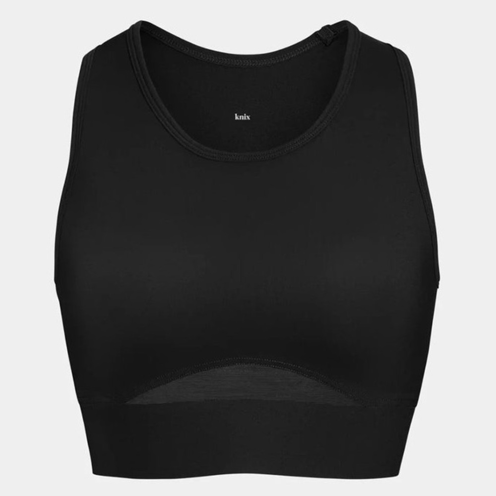 Knix Momenta Racerback Sports Bra - Black Longline Mesh Cutout Bra Top